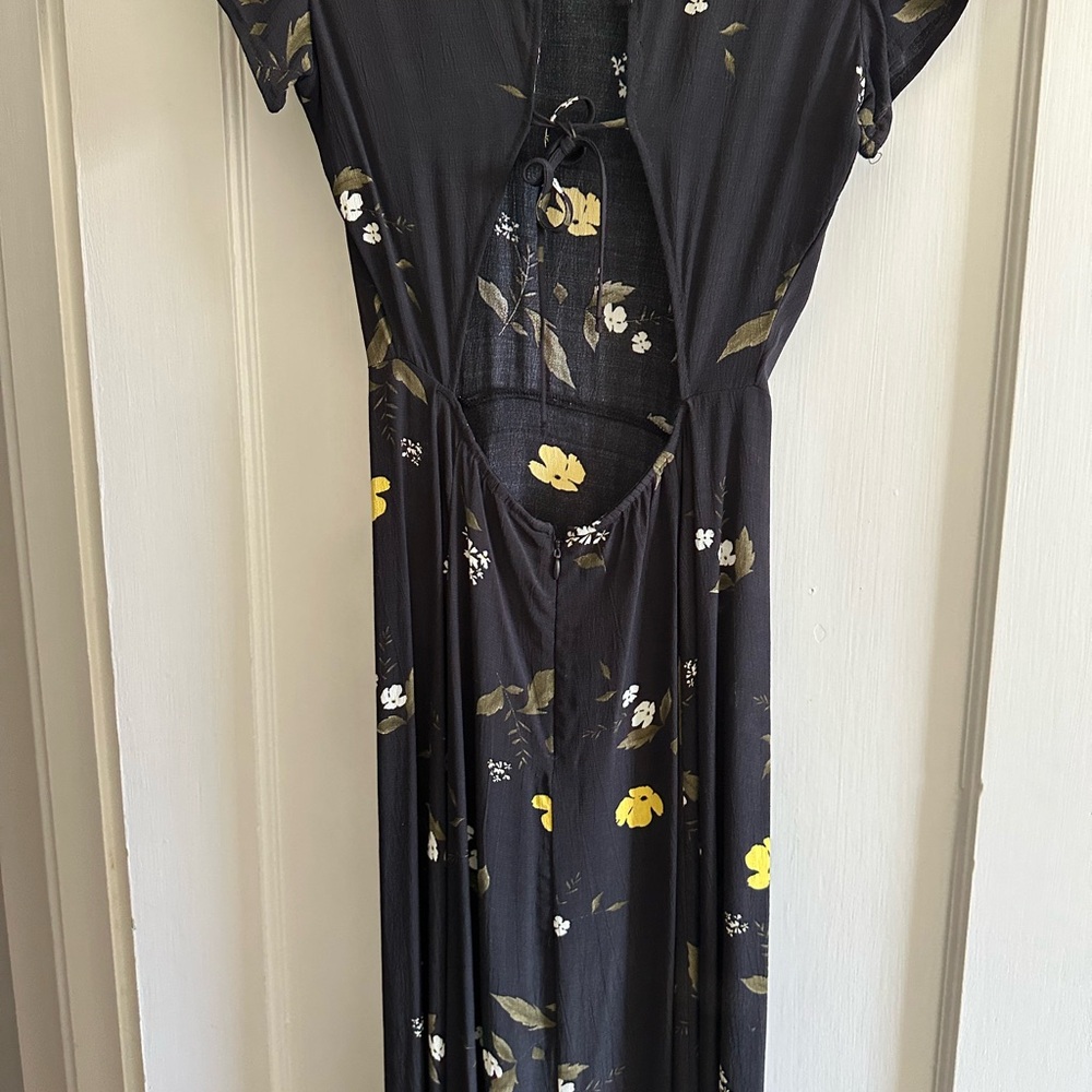 Urban Outfitters Blue and Gray Sundress with Plunge Neckline